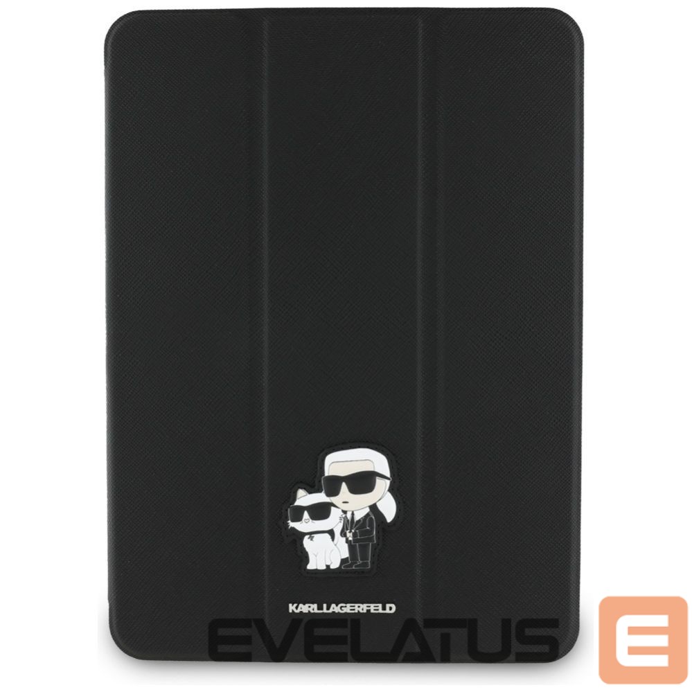 Citas preces Karl Lagerfeld Karl Lagerfeld Saffiano Magnetic Karl & Choupette iPad Pro 11" 2024 Book Cover Case - Black