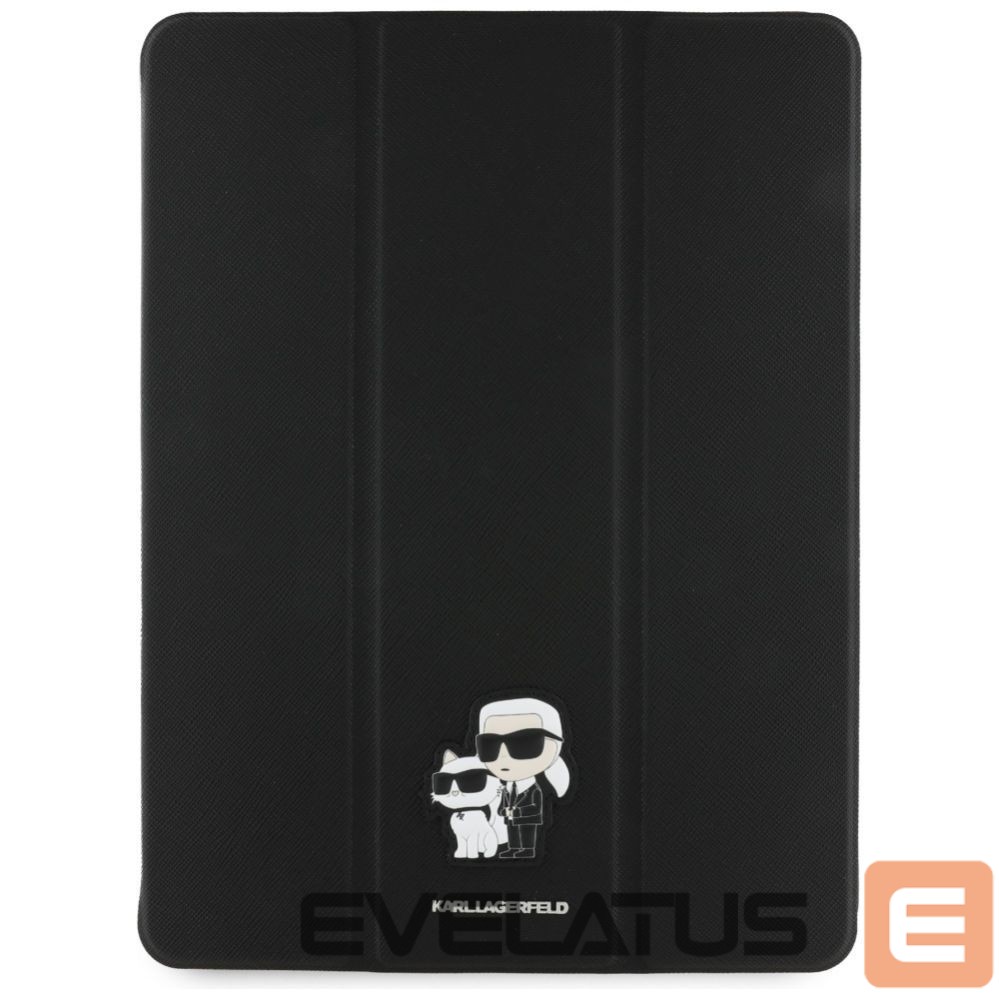 Citas preces Karl Lagerfeld Karl Lagerfeld Saffiano Magnetic Karl & Choupette iPad Air 13" 2024 Book Cover Case - Black