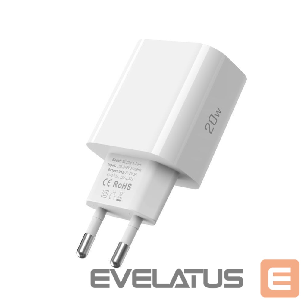 Citas preces Tech-Protect Tech-Protect NC20W PD20W USB-C wall charger with USB-C cable - white