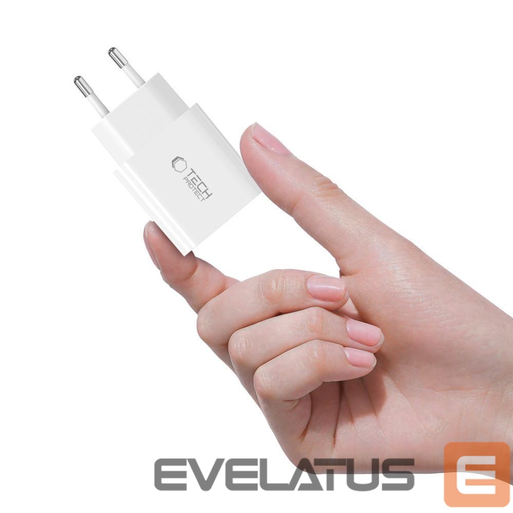 Citas preces Tech-Protect Tech-Protect NC20W PD20W USB-C wall charger with USB-C cable - white