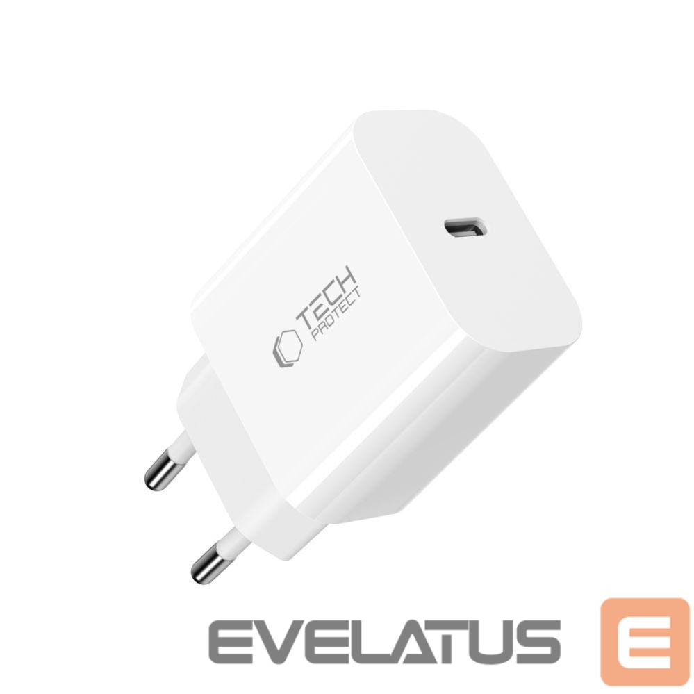 Citas preces Tech-Protect Tech-Protect NC20W PD20W USB-C wall charger with USB-C cable - white