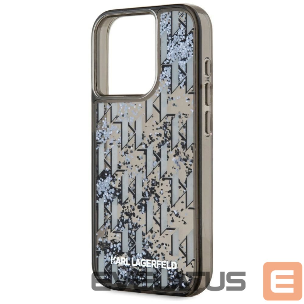 Citas preces Karl Lagerfeld Karl Lagerfeld Liquide Glitter Monogram Gradient iPhone 15 Pro Max Case - Black