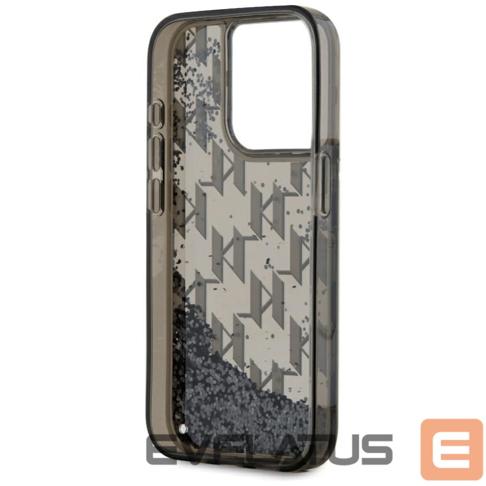 Citas preces Karl Lagerfeld Karl Lagerfeld Liquide Glitter Monogram Gradient iPhone 15 Pro Max Case - Black