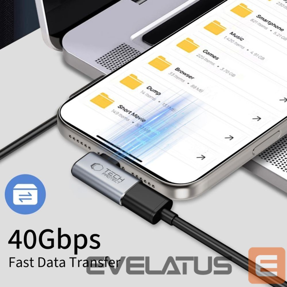 Citas preces Tech-Protect Tech-Protect Ultraboost AA01 USB-C Angled Adapter - Gray