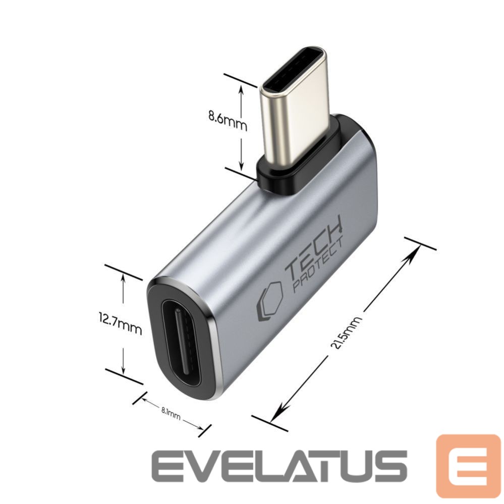 Citas preces Tech-Protect Tech-Protect Ultraboost AA01 USB-C Angled Adapter - Gray