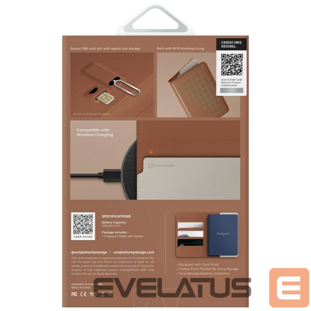 Citas preces UNIQ Uniq Belmont Passport Case with Apple Find My RFID Blocking Caramel Beige