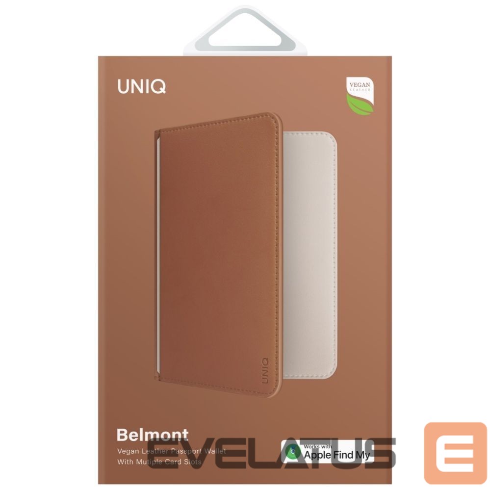Citas preces UNIQ Uniq Belmont Passport Case with Apple Find My RFID Blocking Caramel Beige