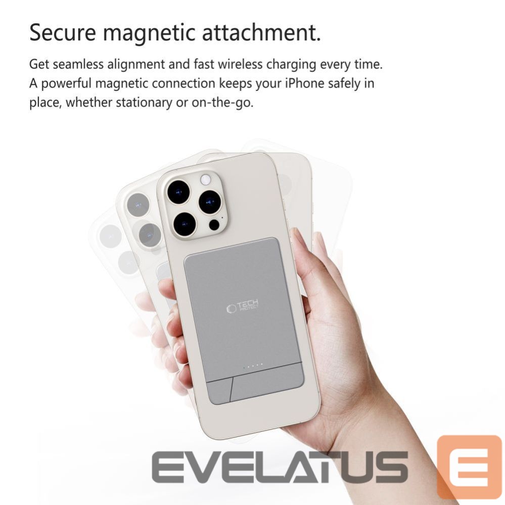 Citas preces Tech-Protect Powerbank Tech-Protect PB14 LifeMag MagSafe 5000 mAh - gray