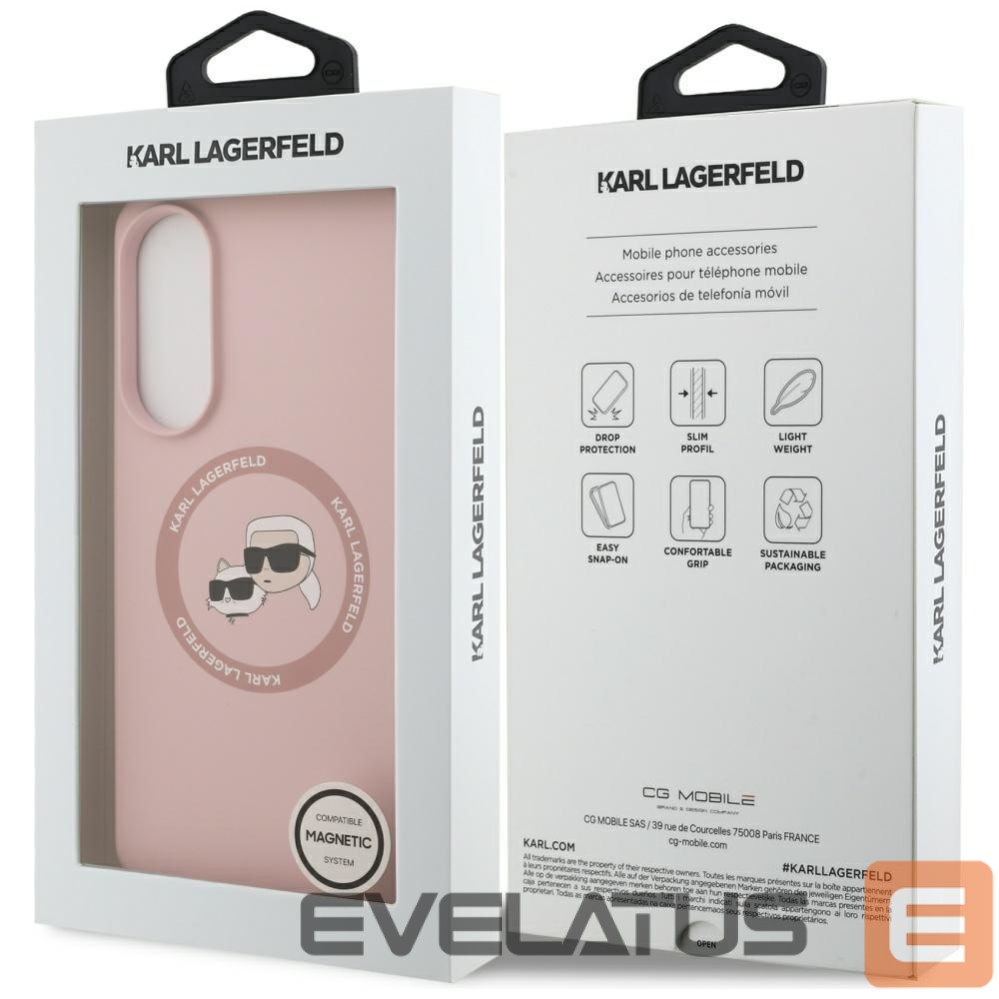 Citas preces Karl Lagerfeld Karl Lagerfeld Silicone Nauble Heads And Circle MagSafe Case for Samsung Galaxy S25 Edge - Pink