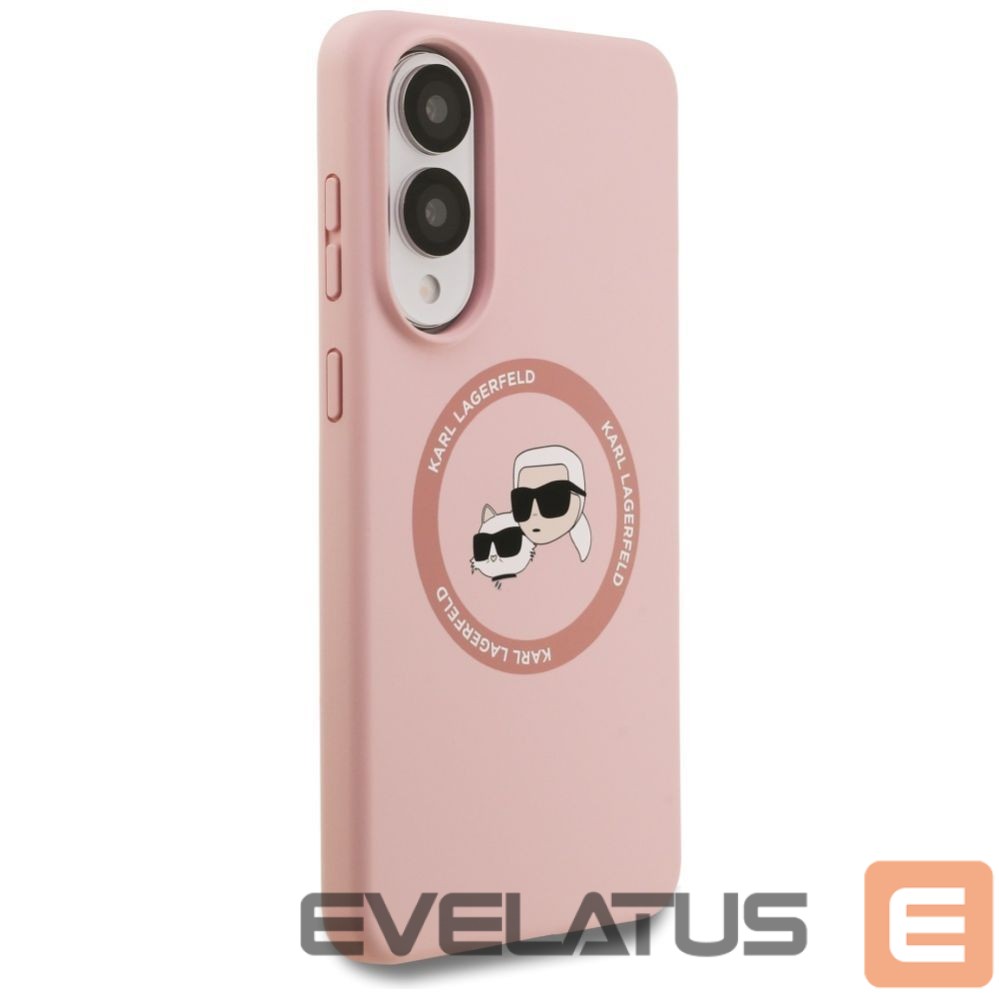 Citas preces Karl Lagerfeld Karl Lagerfeld Silicone Nauble Heads And Circle MagSafe Case for Samsung Galaxy S25 Edge - Pink