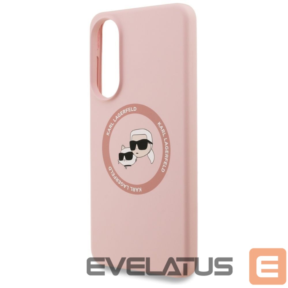 Citas preces Karl Lagerfeld Karl Lagerfeld Silicone Nauble Heads And Circle MagSafe Case for Samsung Galaxy S25 Edge - Pink