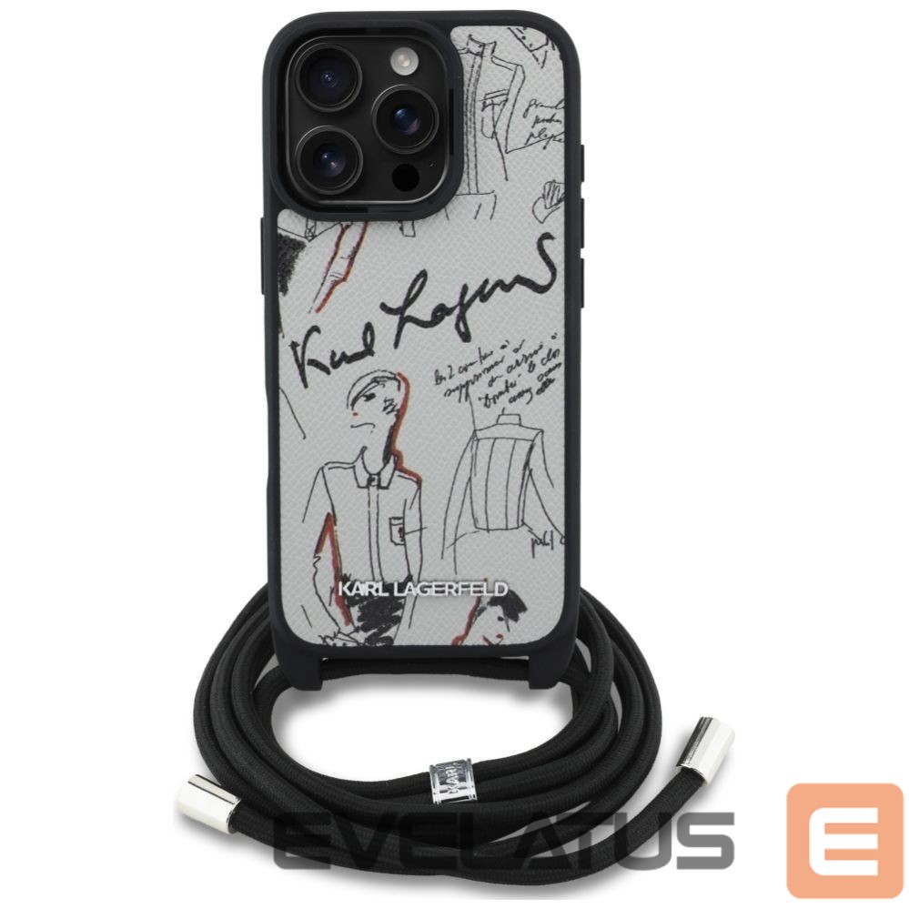 Citas preces Karl Lagerfeld Karl Lagerfeld Crossbody Grained Pattern & Logo Case for iPhone 16 Pro - Gray