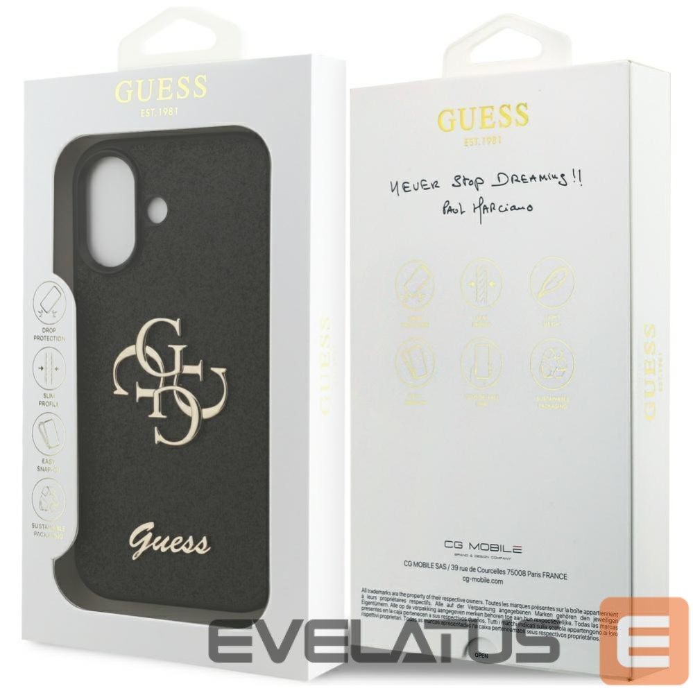 Citas preces Guess Guess Fixed Glitter Big 4G case for iPhone 17 - black
