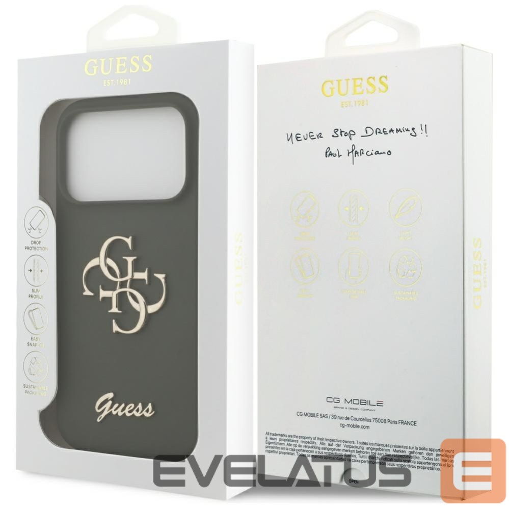 Citas preces Guess Guess Silicone Big 4G Script Case for iPhone 17 Pro - Green