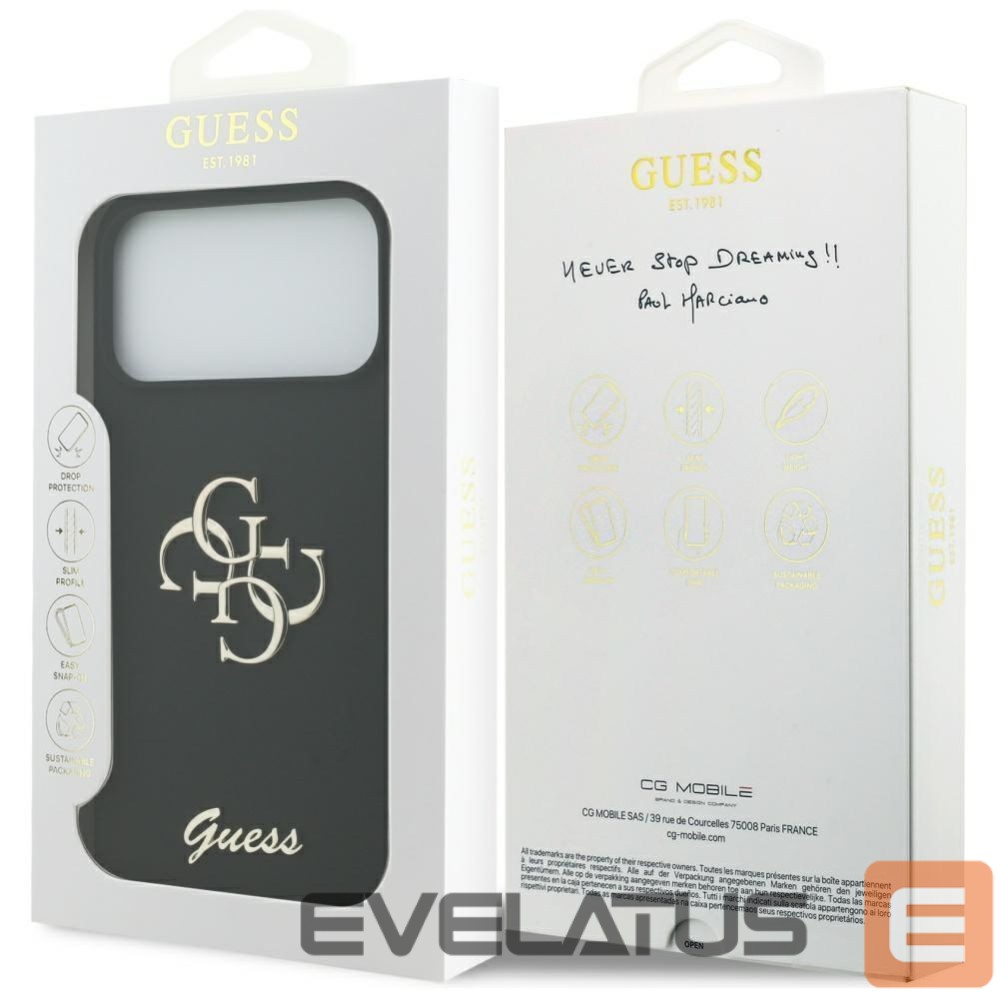 Citas preces Guess Guess Silicone Big 4G Script Case for iPhone 17 Pro Max - Black