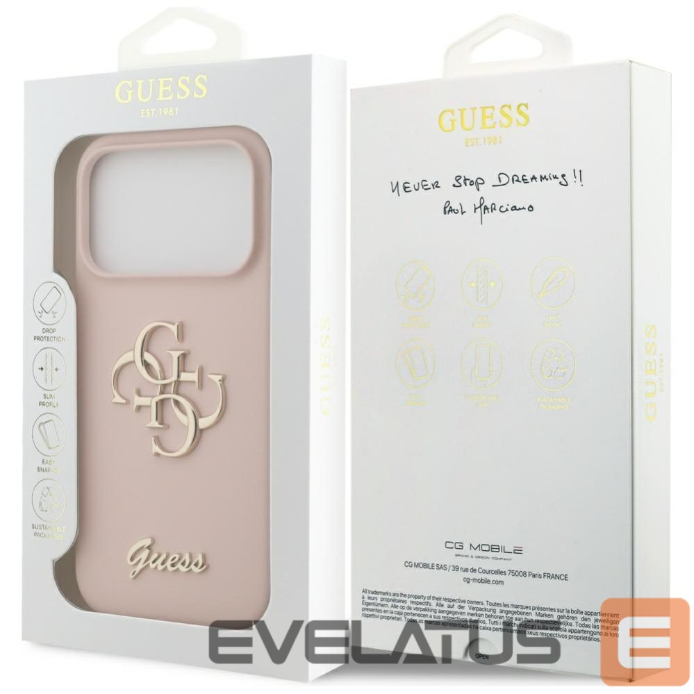 Citas preces Guess Guess Silicone Big 4G Script Case for iPhone 17 Pro - Pink