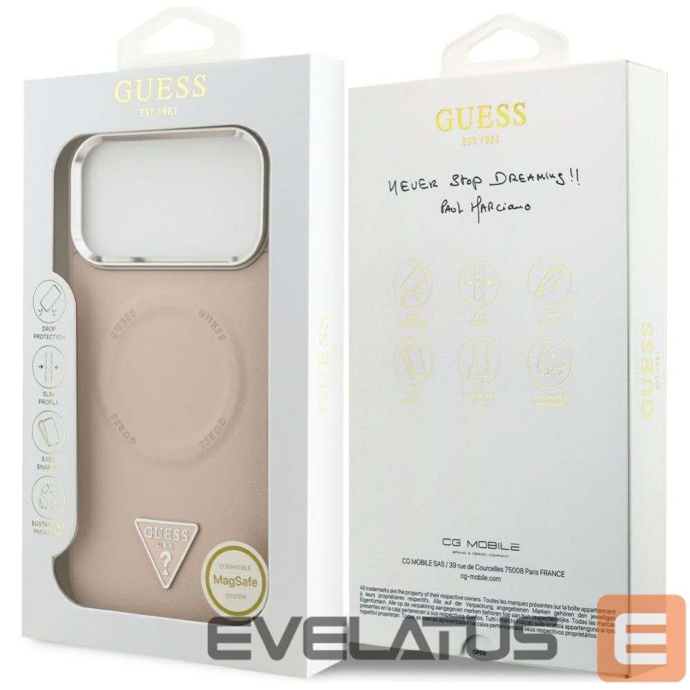 Citas preces Guess Guess Triangle Logo MagSafe Case for iPhone 17 Pro Max - Pink
