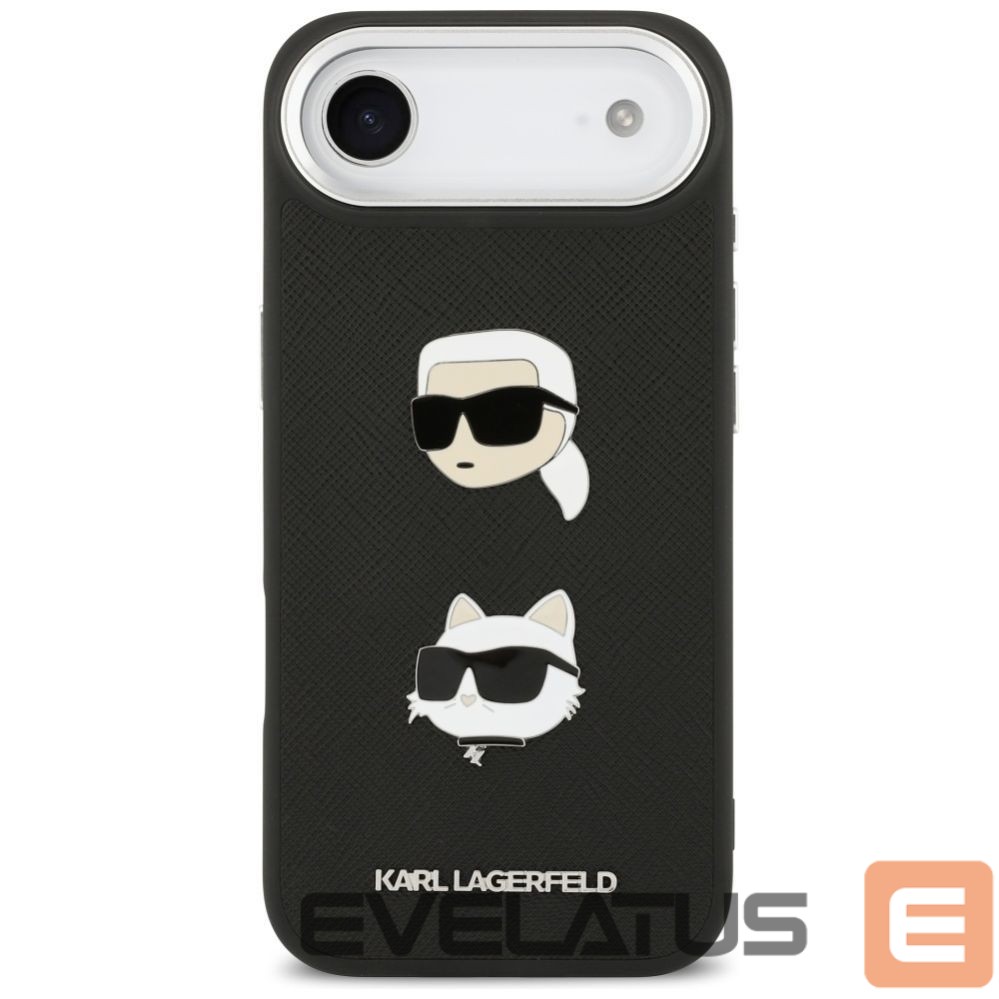 Citas preces Karl Lagerfeld Karl Lagerfeld FW Grained Karl & Choupette Heads Pins & Logo iPhone Air Case - Black