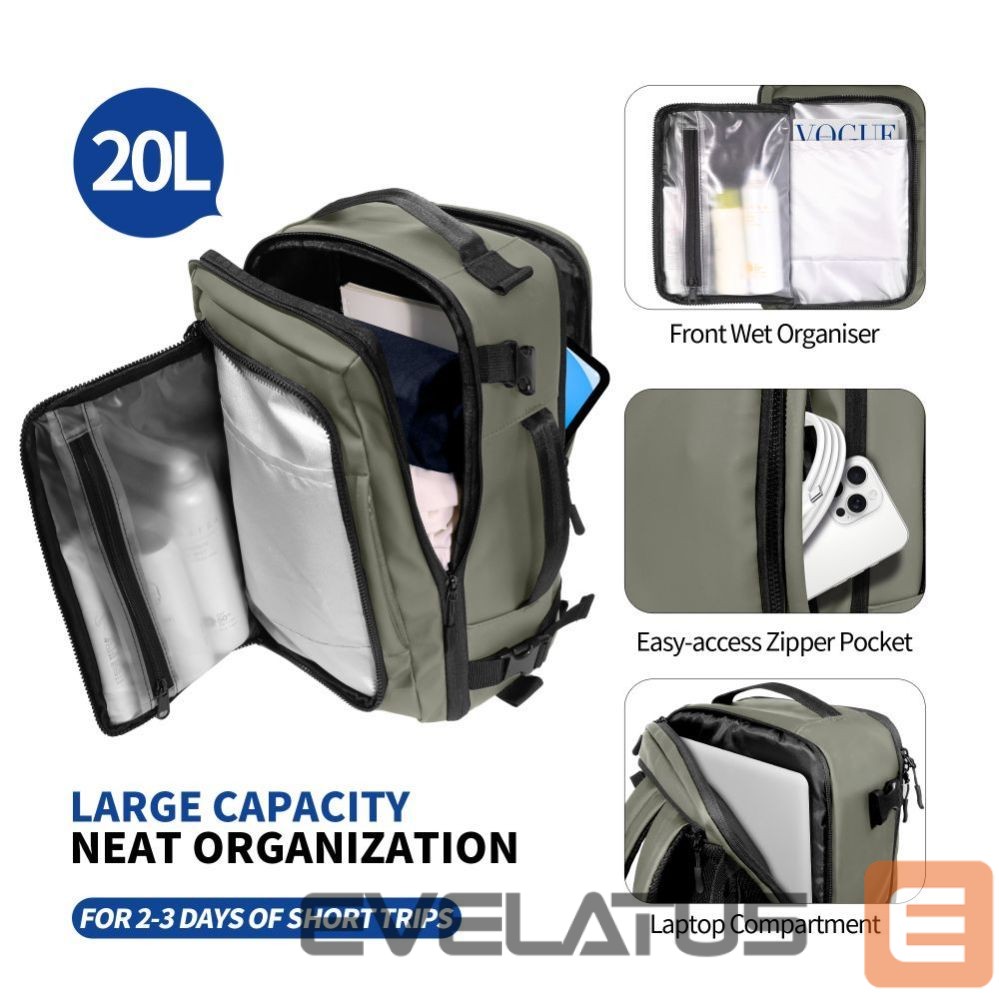 Citas preces Tech-Protect Tech-Protect Defender S50 Backpack for Ryanair & Wizzar, 20L Laptop - Olive