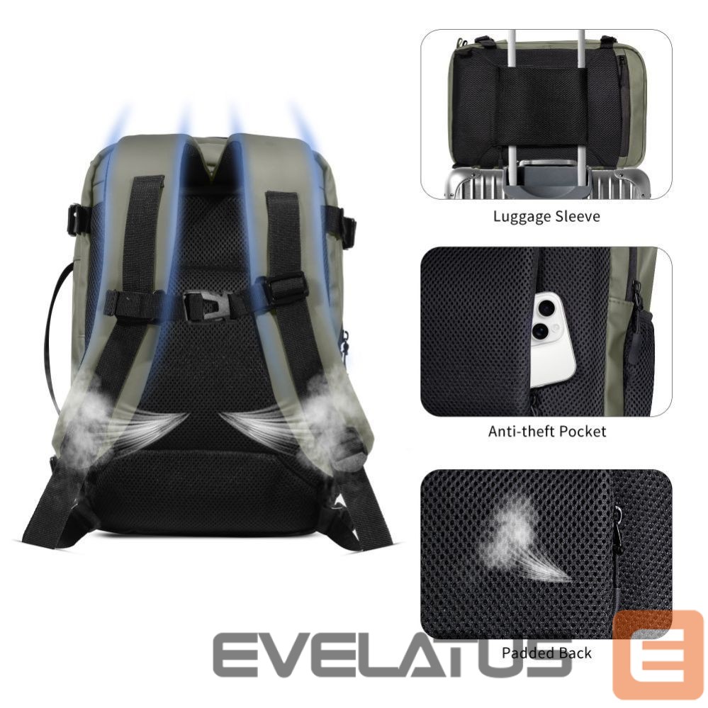 Citas preces Tech-Protect Tech-Protect Defender S50 Backpack for Ryanair & Wizzar, 20L Laptop - Olive