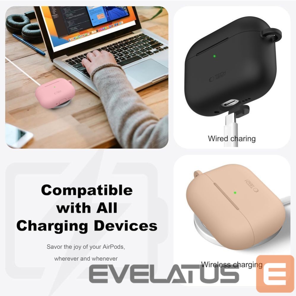 Citas preces Tech-Protect Tech-Protect Silicone Hook Case for AirPods Pro - Pink