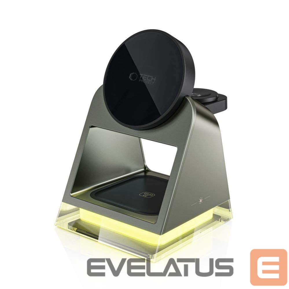 Citas preces Tech-Protect Tech-Protect QI15W-A43 3in1 Wireless Charger with MagSafe for Apple Devices - Black