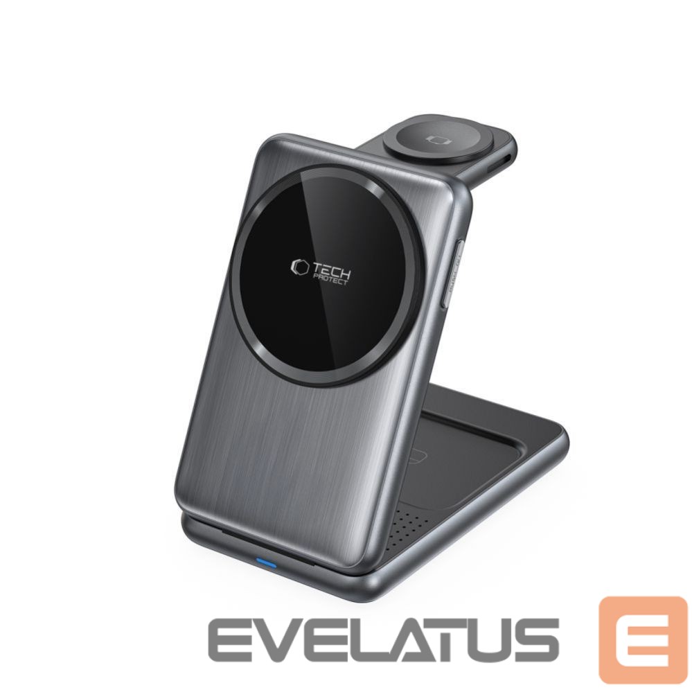 Citas preces Tech-Protect QI15W-A42 3in1 Inductive Charger with MagSafe for Apple Devices - Gray