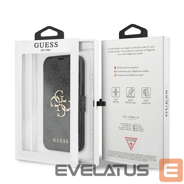 Citas preces Guess Guess GUBKP13X4GMGGR iPhone 13 Pro Max 6.7" gray/gray book 4G Big Metal Logo
