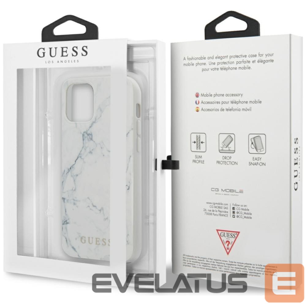 Citas preces Guess Guess Marble Case for iPhone 12 mini 5.4" - White