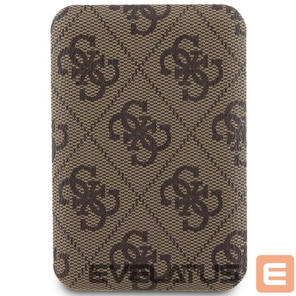 Citas preces Guess Guess Powerbank inductive 15W GUPB5FP4EMGW 5000mAh brown/brown 4G Leather Metal Logo MagSafe
