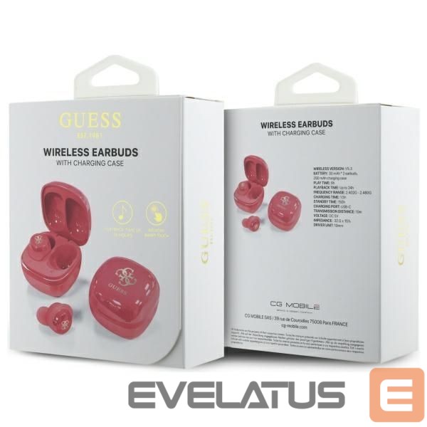 Citas preces Guess Guess Bluetooth headphones GUTWSJ144ESF TWS + docking station fuchsia/fuschia Iridescent 4G Printed Logo