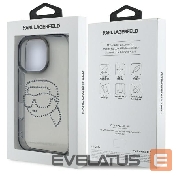 Citas preces Karl Lagerfeld Karl Lagerfeld KLHCP16XHKHDCELK iPhone 16 Pro Max 6.9" black/black hardcase IML Rhinestones Karl Head
