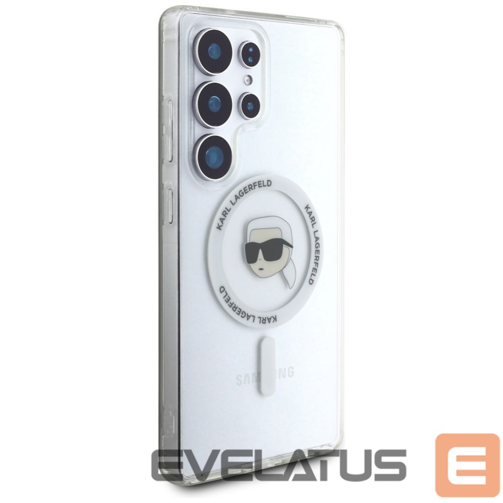 Citas preces Karl Lagerfeld Case Karl Lagerfeld Button Karl Head Printed Logo MagSafe Samsung Galaxy S25 Ultra white