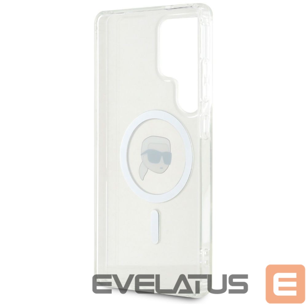 Citas preces Karl Lagerfeld Case Karl Lagerfeld Button Karl Head Printed Logo MagSafe Samsung Galaxy S25 Ultra white