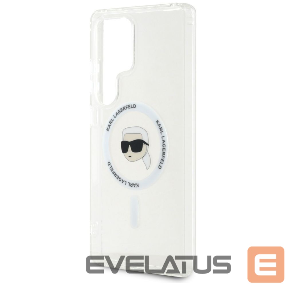 Citas preces Karl Lagerfeld Case Karl Lagerfeld Button Karl Head Printed Logo MagSafe Samsung Galaxy S25 Ultra white