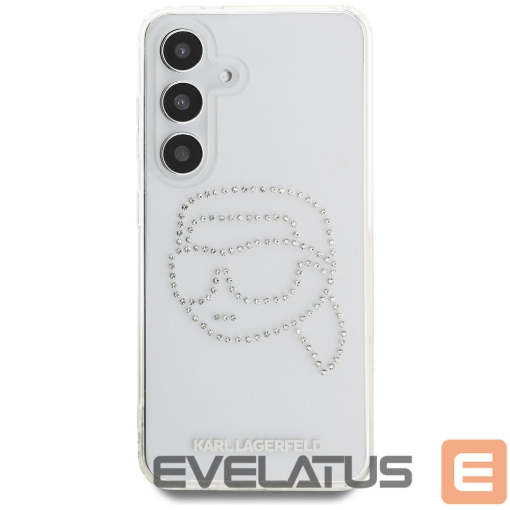 Citas preces Karl Lagerfeld Case Karl Lagerfeld Rhinestones Karl Head Logo Samsung Galaxy S25 transparent