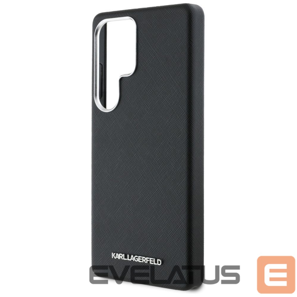 Citas preces Karl Lagerfeld Karl Lagerfeld Saffiano Full Wrapped Elongated Metal Logo MagSafe Case for Samsung Galaxy S25 Ultra - Black