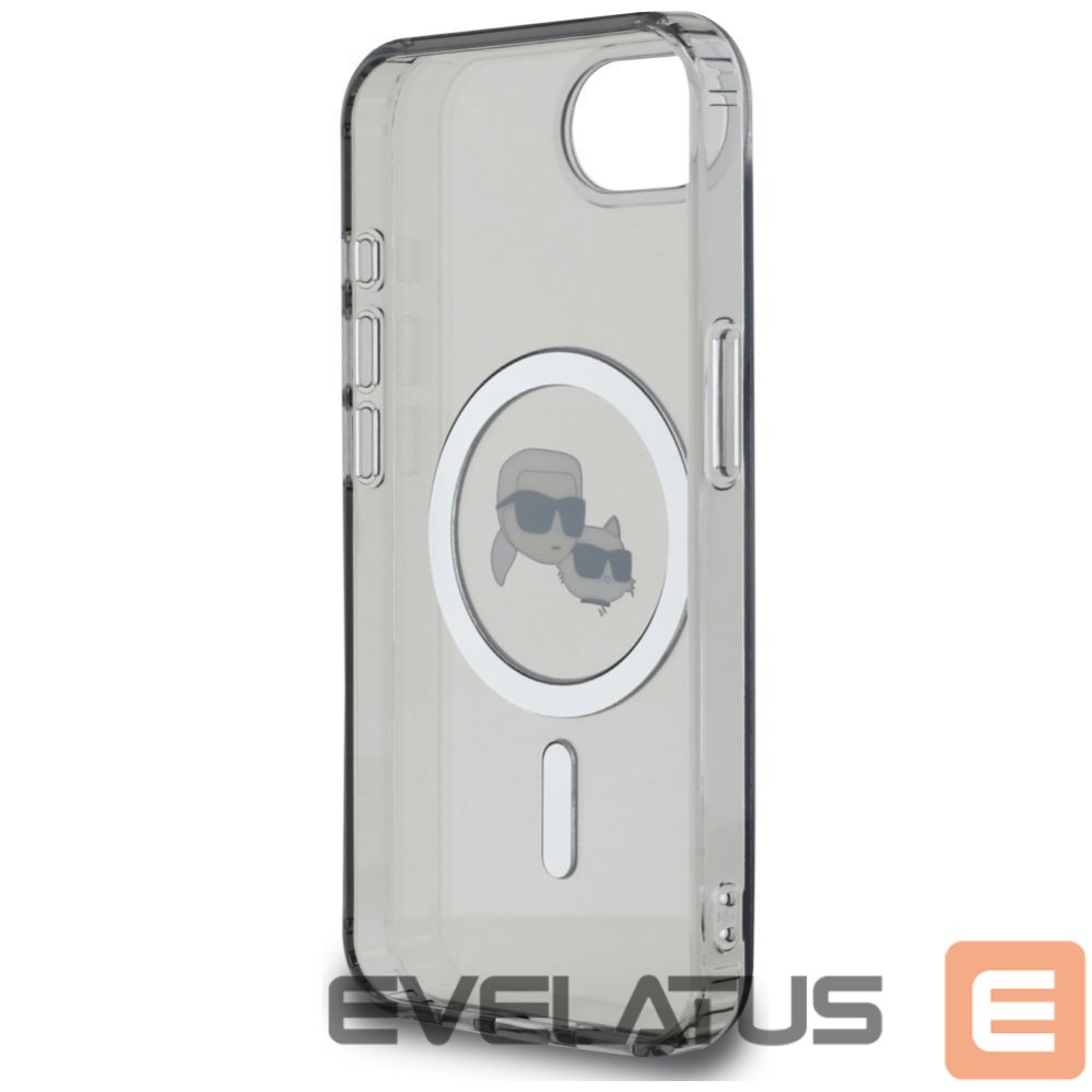 Citas preces Karl Lagerfeld Karl Lagerfeld IML Metal Karl & Choupette Heads MagSafe iPhone 16e Case - Black