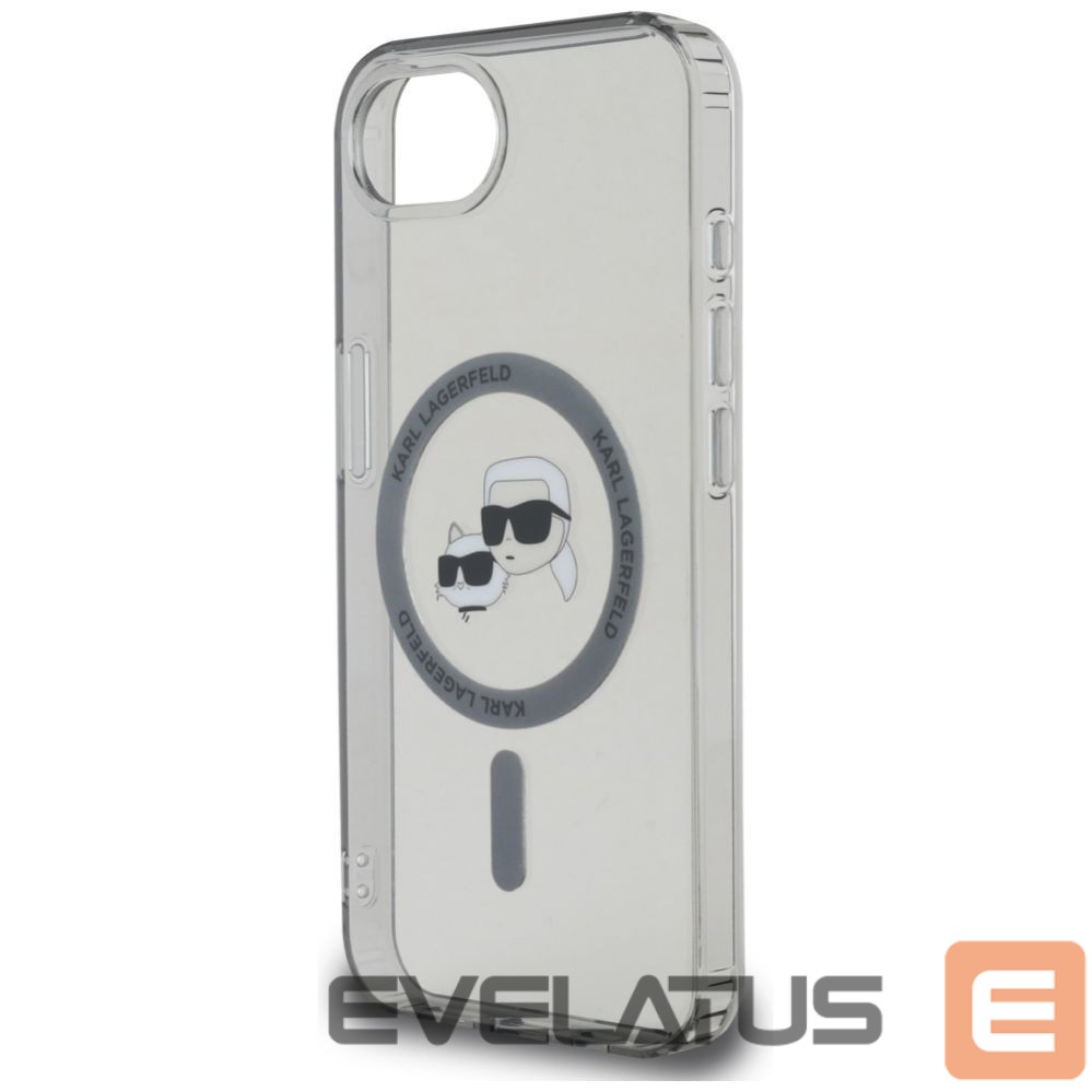 Citas preces Karl Lagerfeld Karl Lagerfeld IML Metal Karl & Choupette Heads MagSafe iPhone 16e Case - Black