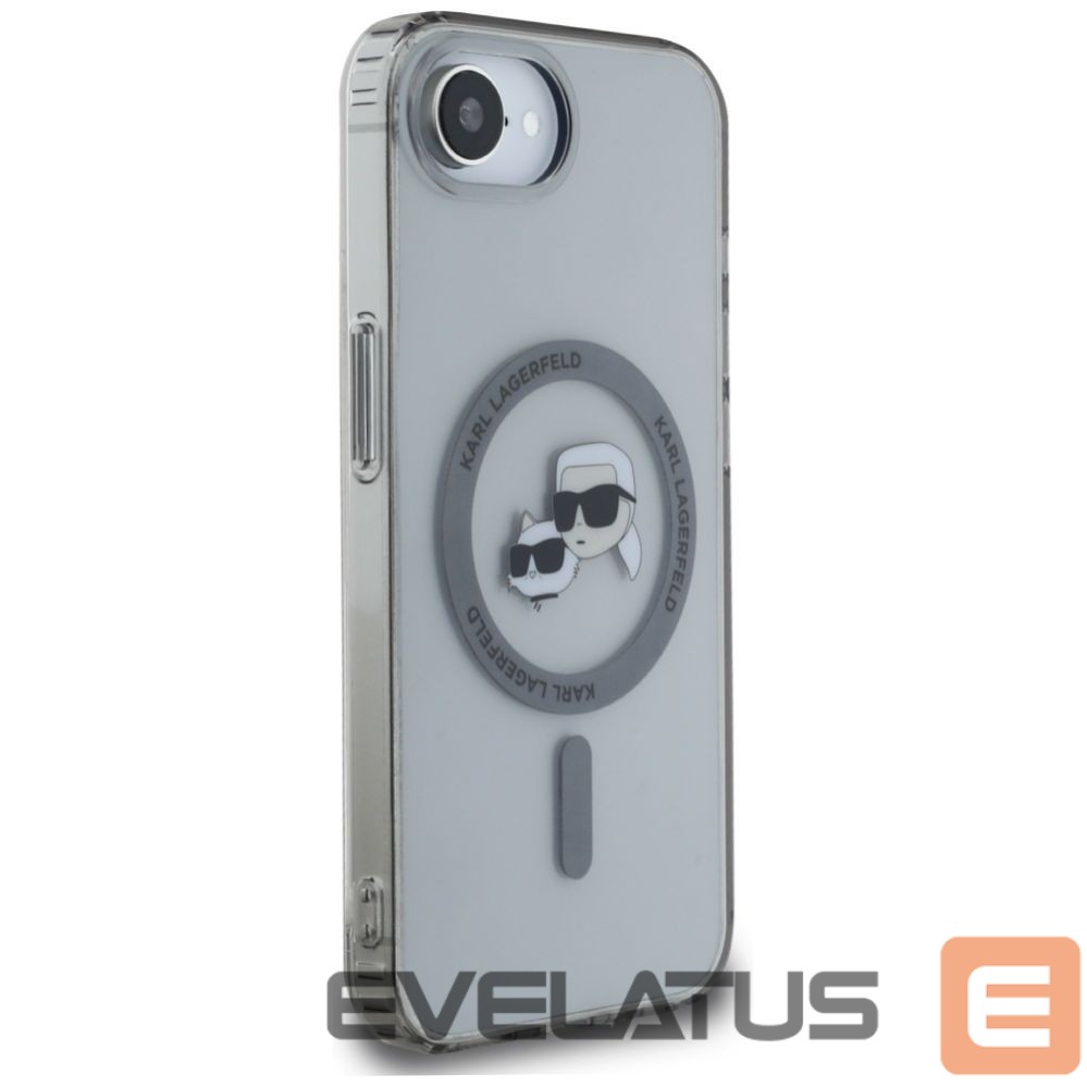 Citas preces Karl Lagerfeld Karl Lagerfeld IML Metal Karl & Choupette Heads MagSafe iPhone 16e Case - Black