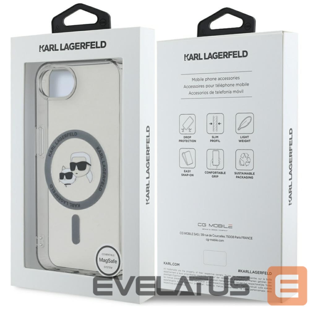 Citas preces Karl Lagerfeld Karl Lagerfeld IML Metal Karl & Choupette Heads MagSafe iPhone 16e Case - Black