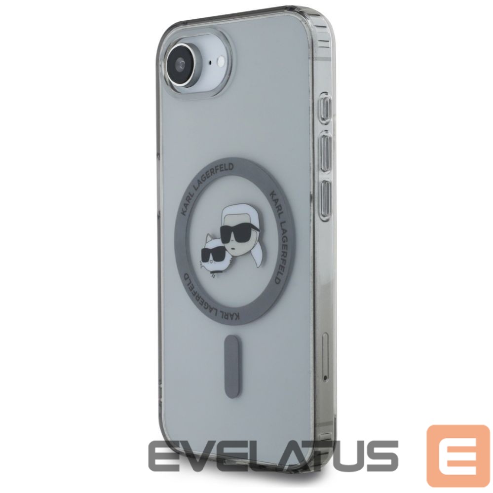 Citas preces Karl Lagerfeld Karl Lagerfeld IML Metal Karl & Choupette Heads MagSafe iPhone 16e Case - Black