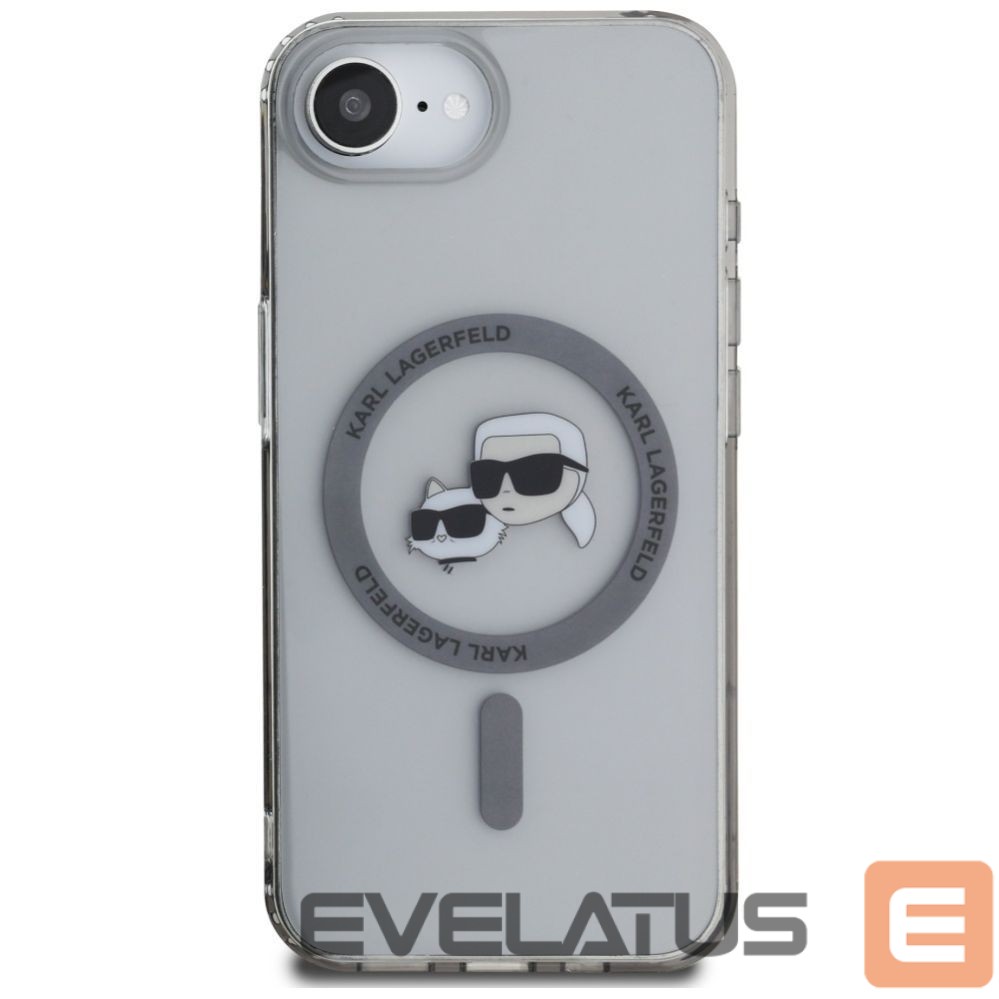 Citas preces Karl Lagerfeld Karl Lagerfeld IML Metal Karl & Choupette Heads MagSafe iPhone 16e Case - Black