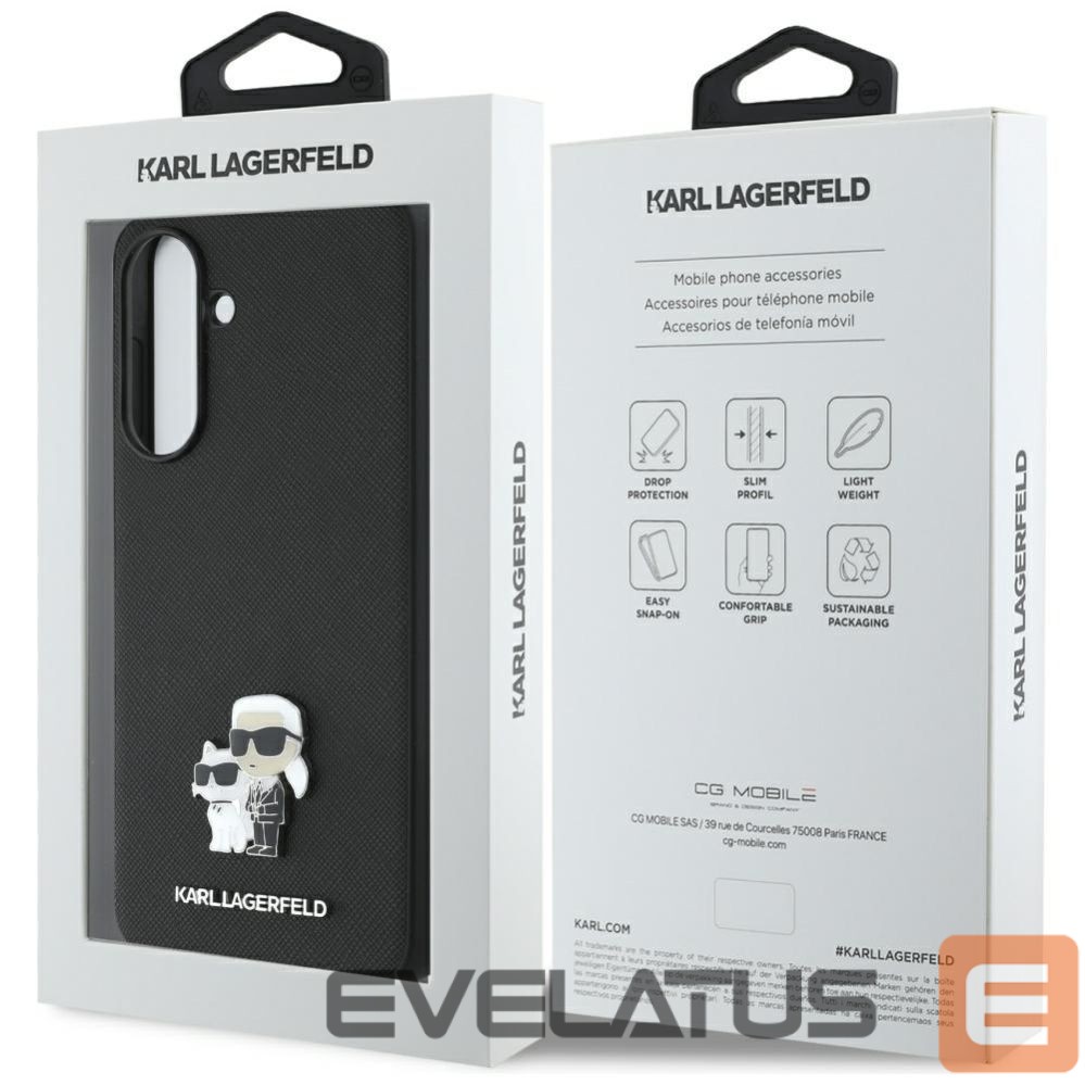 Citas preces Karl Lagerfeld Karl Lagerfeld Saffiano Case w/ K&C Metal Logo for Samsung Galaxy A56 - Black