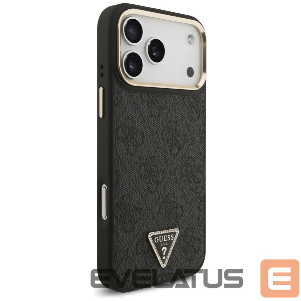 Citas preces Guess Guess 4G Triangle Logo MagSafe Case for iPhone 17 Pro Max - Black and Gold