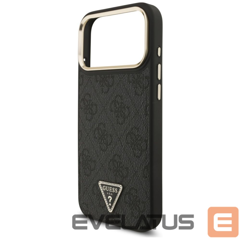 Citas preces Guess Guess 4G Triangle Logo MagSafe Case for iPhone 17 Pro Max - Black and Gold