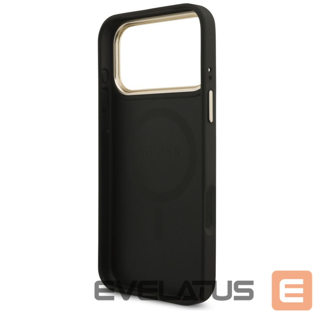 Citas preces Guess Guess 4G Triangle Logo MagSafe Case for iPhone 17 Pro Max - Black and Gold