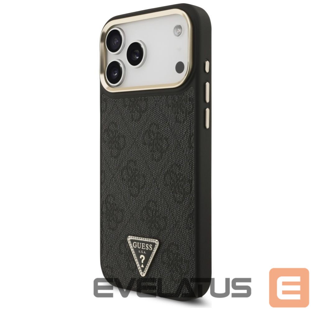 Citas preces Guess Guess 4G Triangle Logo MagSafe Case for iPhone 17 Pro Max - Black and Gold