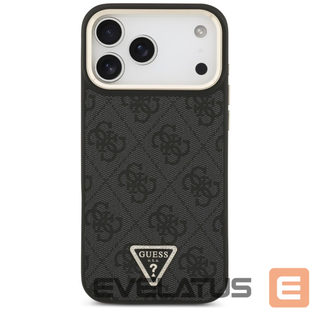 Citas preces Guess Guess 4G Triangle Logo MagSafe Case for iPhone 17 Pro Max - Black and Gold