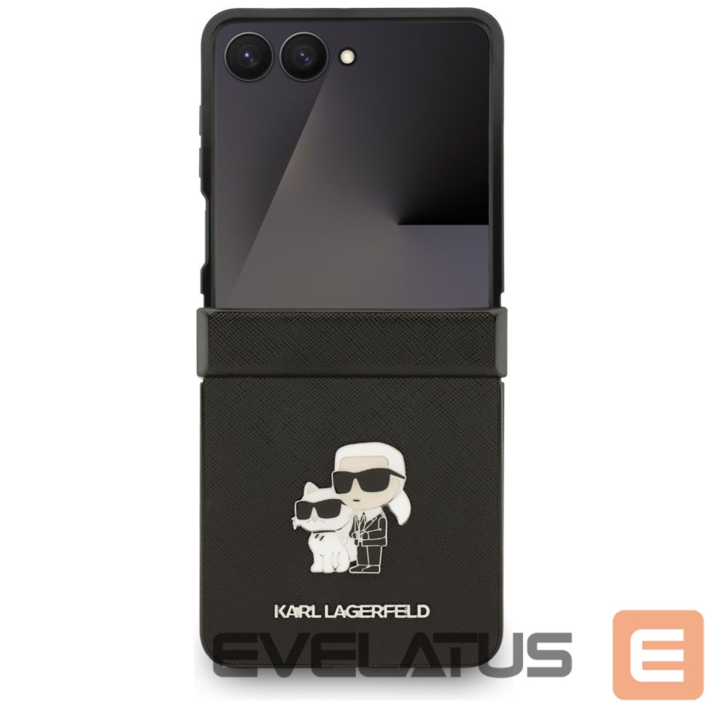 Citas preces Karl Lagerfeld Karl Lagerfeld Saffiano Karl&Choupette Pin Case for Samsung Galaxy Z Flip 7 - Black